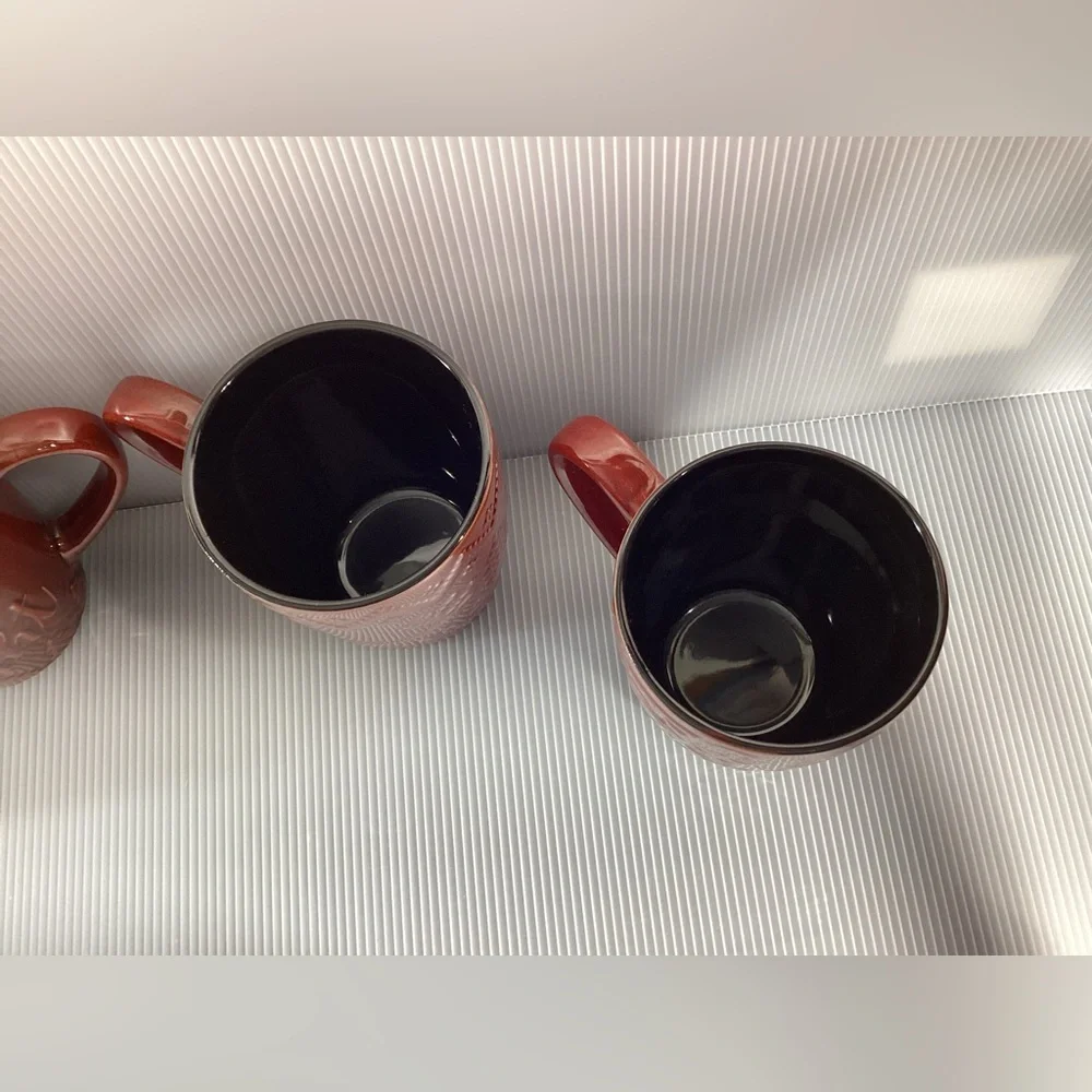 Set of 4 Pfaltzgraff Red Christmas Ceramic Mugs